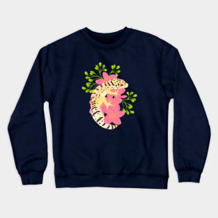 Leopard Gecko, Normal, and Frangipani Flowers Crewneck Sweatshirt